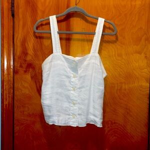 Alex Mill White Buttoned Crop Tank Top